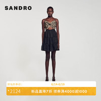 SANDRO2024夏季女装法式花朵腰部镂空吊带连衣裙SFPRO03671 A189/杏色 40