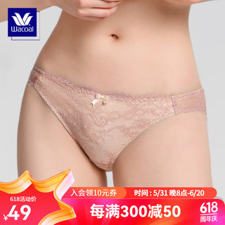 华歌尔（Wacoal）蓝标 性感蕾丝中低腰三角内裤内衣女 UP35F4 珊瑚色 160/90