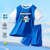 Doraemon 哆啦A梦 速干运动套装儿童篮球服男童夏装短袖潮酷假两件套