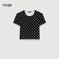 Maje2024早秋女装时尚简约短袖圆领波点针织T恤MFPPU00791 黑白色 T0