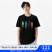 马克华菲【LOGO印花】短袖T恤男24夏季款宽松圆领休闲短袖男士T恤 纯黑 S