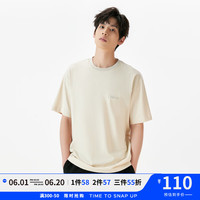 马克华菲【后背纯色印花】夏季款宽松圆领休闲五分袖男士短袖T恤 616浅卡其 3XL