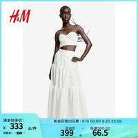 H&M2024夏季女装层叠半身长裙1237687 白色 170/88