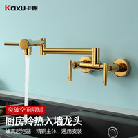 卡煦全铜入墙式厨房洗菜盆冷热水龙头折叠伸缩旋转加长管灶台水槽龙头 钛金亮光【全铜冷热旋转折叠】