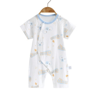 真维斯婴童装2024夏季 新生婴儿纯棉薄款透气舒适连体衣PS 蓝色8500 66cm