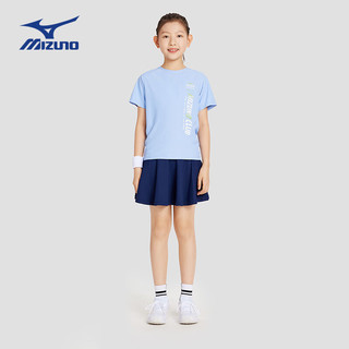 美津浓（MIZUNO）Mizuno儿童短袖T恤男童女童2024夏季宽松百搭舒适上衣t 浅帆蓝 140cm (身高135-145cm)