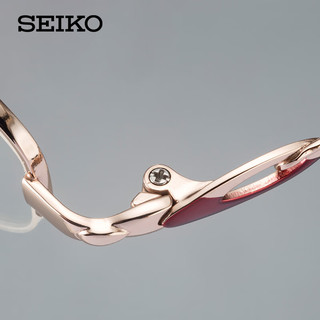 精工(SEIKO)眼镜框经典系列女士半框超轻钛材近视眼镜架HA2508 38粉色 52mm