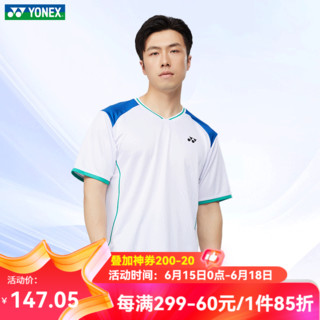 YONEX 尤尼克斯 2024新款羽毛球服短袖速干运动上衣比赛训练服110034  白色 男款 M