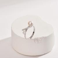 华合金淡水珍珠戒指4-7mm白色馒头形京润珍珠