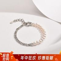 方S925银淡水珍珠手链5-6mm近圆形白色京润珍珠