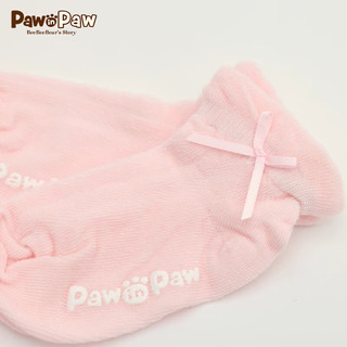 PawinPaw卡通小熊童装2024年夏季女童袜子蝴蝶结花边短袜可爱 粉红色/25 012