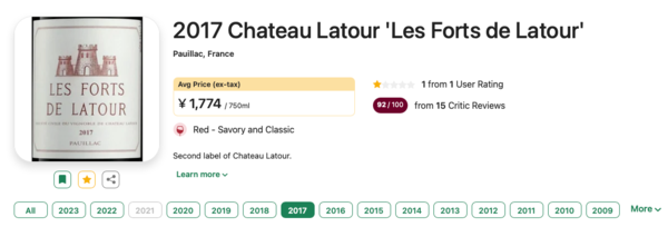 88VIP：CHATEAU LATOUR 拉图酒庄 小拉图 副牌 干红葡萄酒 2017年 750ml 单瓶