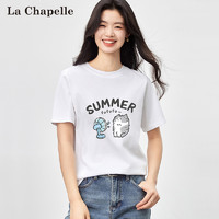 La Chapelle 夏贝尔白色短袖T恤女2024新款爆款男女黑色印花情侣短上衣夏季