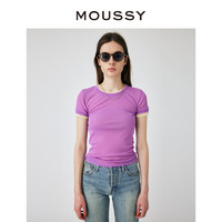MOUSSY 摩西 OUSSY 多巴胺色系撞色基础款修身圆领套头短袖T恤010GS780-1180