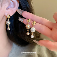 MOEFI 茉妃 925銀針珍珠耳環時尚飾品法式輕奢感耳釘復古氣質甜美耳飾女 珍珠耳環銀針-白色