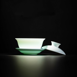 苏氏陶瓷（SUSHI CERAMICS）宝石蓝羊脂玉茶具套装高品质陶瓷盖碗茶壶日大套礼盒装