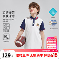 英氏（YEEHOO）男童短袖polo衫儿童T恤夏季薄款翻领学院风中大童装洋气夏装新款 酷酷字母