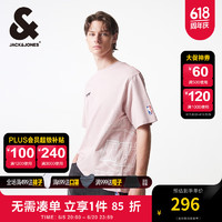 杰克·琼斯（JACK&JONES）夏季NBA联名热火队运动纯棉刺绣印花宽松短袖T恤男224301046 C19浅粉色 常规 C19浅粉色 165/88A/XS