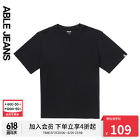 ABLE JEANS 24夏季男士TEE运动街头宽松短袖短袖男t恤男881227 黑色 L