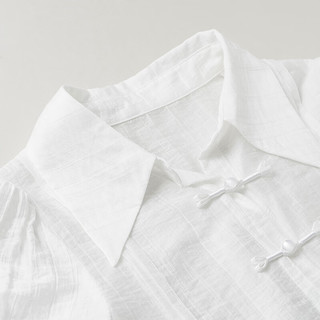 初语翻领气质盘扣衬衫女2024年夏季新中式莱赛尔上衣 米白色 S