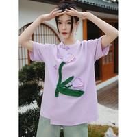JK&JS 袖T恤女2023中国风设计感新中式盘扣上衣
