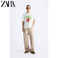 ZARA 24夏季新品 男装 白色宽松撞色潮流印花短袖T恤 5644307 250