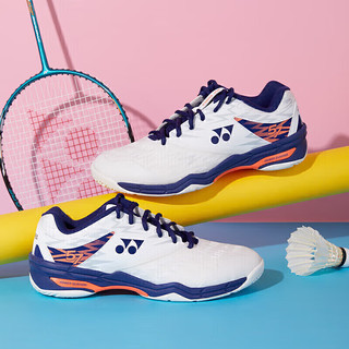 YONEX 尤尼克斯 羽毛球鞋包裹舒适透气比赛训练男女SHB57EX白/霓虹43码
