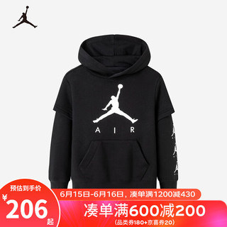 NIKE JORDAN 耐克AJ童装男童加绒卫衣2024儿童保暖上衣 正黑色 150/72(M)