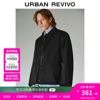 UR2024春季男装潮流日系休闲字母翻领超宽松棉服UMV140003 正黑 L(XL-XXL)