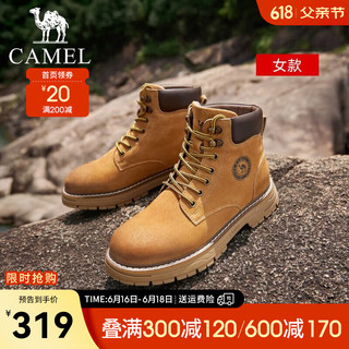 骆驼（CAMEL）丁真同款经典大黄靴款复古英伦风户外工装马丁靴 G13W076002W 驼色（女款） 36