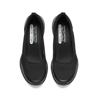 斯凯奇（SKECHERS）女鞋平底一脚蹬懒人鞋简约轻便休闲鞋104199 BBK全黑色 35.5