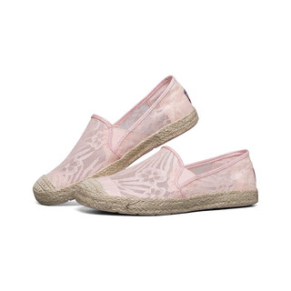 斯凯奇（Skechers）蕾丝季女子透气平底单鞋一脚蹬66666281粉红色/PNK 37.5
