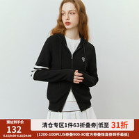 FANSILANEN范思蓝恩22FS4446时尚休闲字母设计感针织开衫冬装内搭上衣 黑色