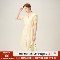 范思蓝恩木耳边海军领甜美直身连衣裙2024夏季裙子24FS12045 霞多丽黄 XL