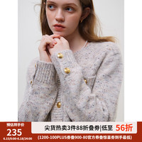 范思蓝恩23FS14110慵懒风毛衣开衫外套女秋冬超好看小香风针织衫 花杏色 S