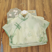 俏娘鱼复古民国风绿色短袖旗袍2024年春季日常可穿优雅年轻款 绿色(裙长116左右) M