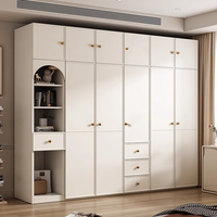 徕伊艾佳法式奶油风衣柜卧室家用大衣橱白色环保现代简约组装储物柜子 六门衣柜+边柜+顶柜