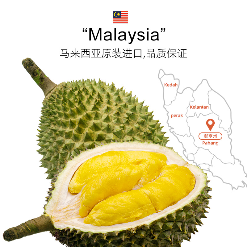 大马彭亨州马来西亚原装进口猫山王榴莲正宗D197液氮冷冻新鲜水果