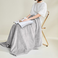 罗莱生活 LUOLAI 家纺毛毯 加厚法兰绒毯子办公室居家 吸湿发热科技绒压花毯【灰色】 150*200cm