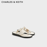 CHARLES&KEITH24夏复古夹趾罗马鞋平底外穿凉拖SL1-71870006 White白色 37