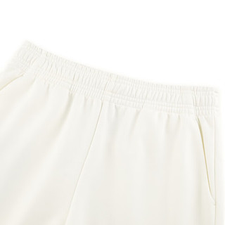 斯凯奇（Skechers）夏季男女舒适宽松休闲运动裤纯色针织短裤L122W057 棉花糖白/0074 L
