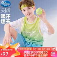 迪士尼儿童套装男童运动速干篮球服夏薄款短袖两件套 S98135蓝黄 130cm 130/适合125-135cm