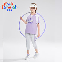 马克华菲2024女童纯棉短袖儿童宽松半袖洋气宝宝上衣T恤JZ 紫色 130cm