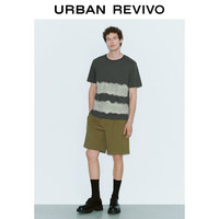 URBAN REVIVO 男士撞色圆领短袖T恤 UMF440126 深灰 S