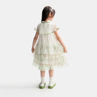 马骑顿（MQD）童装女童连衣裙2024夏季甜美网纱国风立领儿童蛋糕裙子 140cm