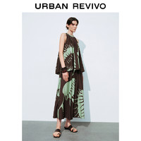 URBAN REVIVO R2024夏季新款女装法式气质度假印花宽松罩衫衬衫UWH240077
