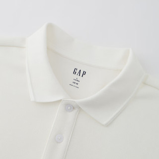 Gap 盖璞 男女装海滩logo纽扣polo领短袖T恤宽松上衣 465588 白色 M