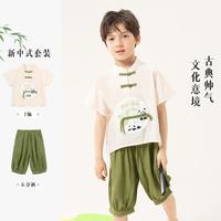 【国风套装】24夏季男童凉感透气套装中大童国潮盘扣短袖两件套