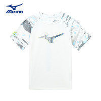 美津浓（MIZUNO）Mizuno儿童短袖T恤印花插肩袖夏季男女孩童装舒适潮流 白色 160cm (身高155-160cm)
