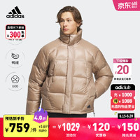 adidas 阿迪达斯 暖芯科技600蓬保暖鸭绒羽绒面包服男装阿迪达斯轻运动 粉棕/黑色 A/M